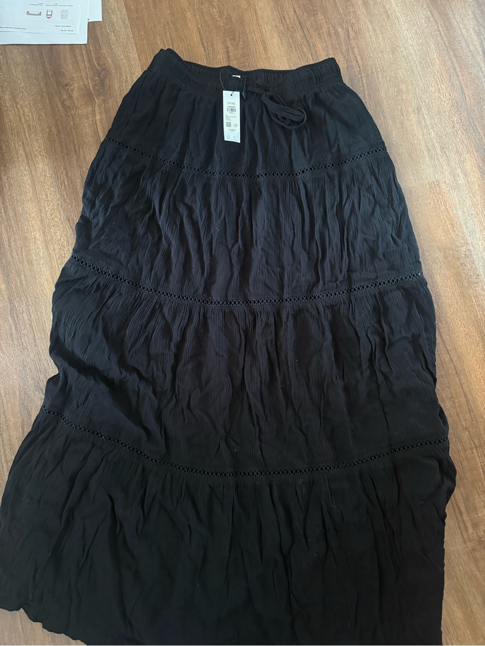 Garage Juliette Skirt Black Tiered Maxi Skirt - Women's Lightweight Summer Skirt